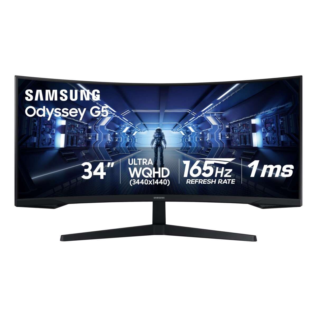 Samsung 34' Odyssey G5 Ultra-Wide Gaming Monitor with 1000R Curved Screen, 165Hz