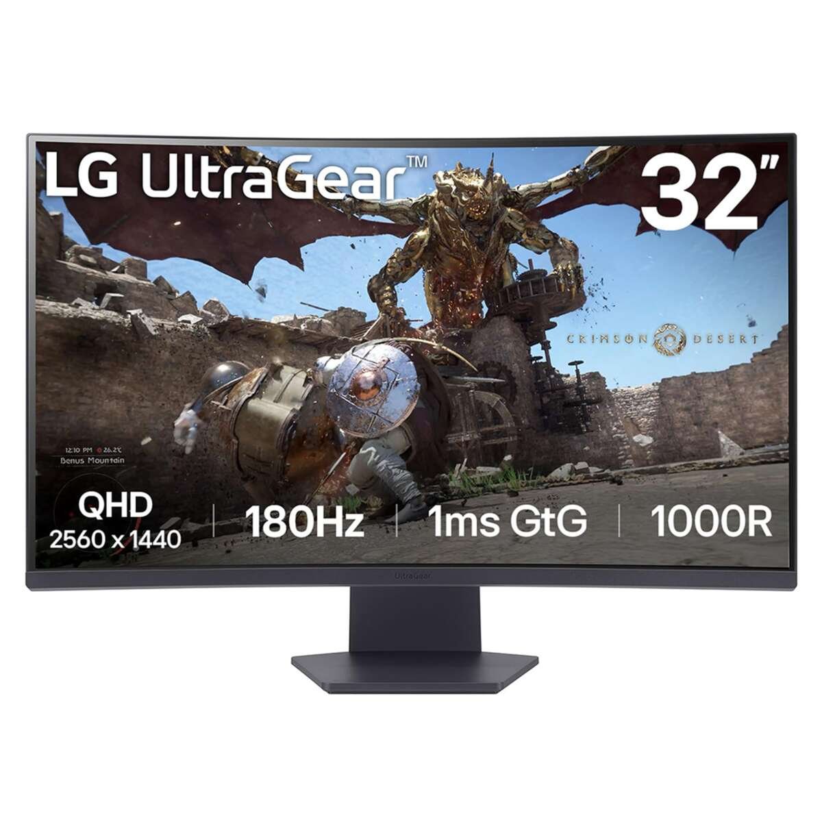 LG 32GS60QC-B Ultragear 32-inch Curved Gaming Monitor QHD  180Hz 1ms 1000R AMD F