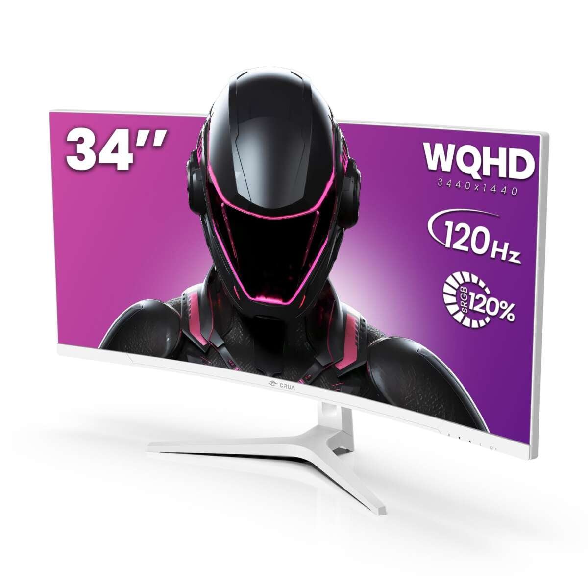 CRUA 34" Curved Gaming Monitor, WQHD 3440x1440, 120Hz Computer Monitors, 1500R V