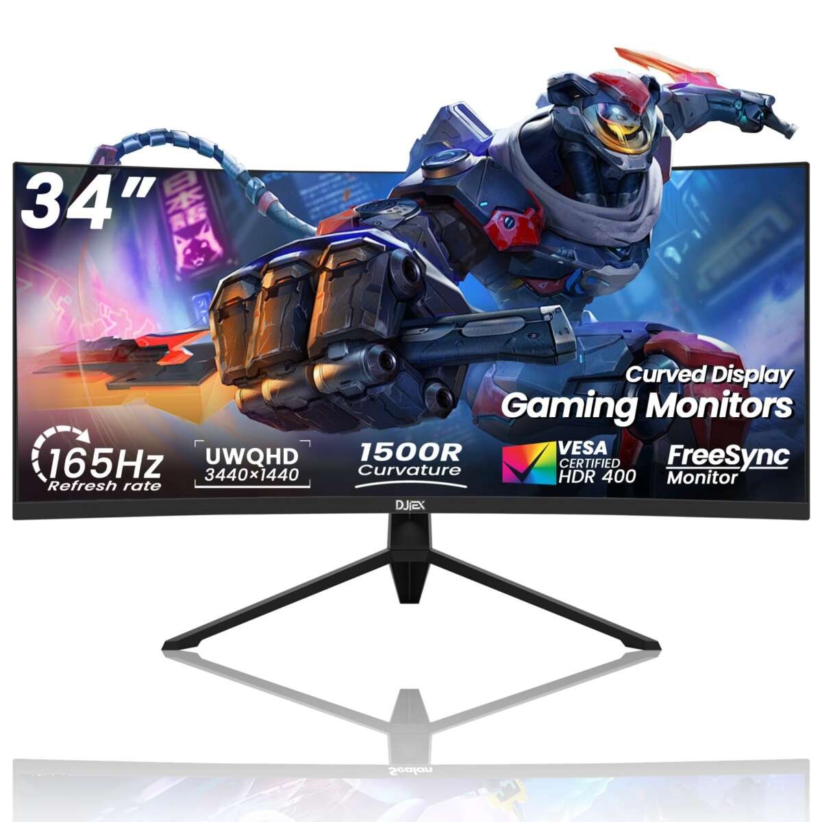 34 Inch Curved Gaming Monitor,21:9 WQHD 3440x1440 165Hz Curved 1500R - Ultrawide