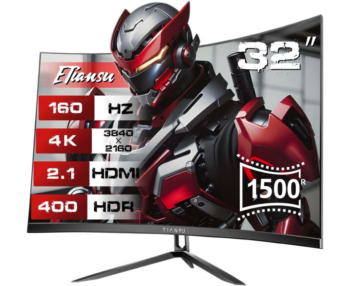 32Inch 4K Curved Monitor,160Hz UHD Curved Gaming Monitor,1ms AMD FreeSync Premiu