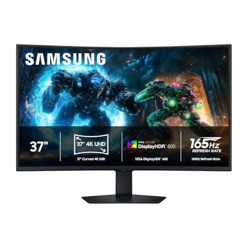 Samsung 37” Odyssey G7  4K UHD Resolution, 165Hz, Curved Gaming Monitor, 1ms Res