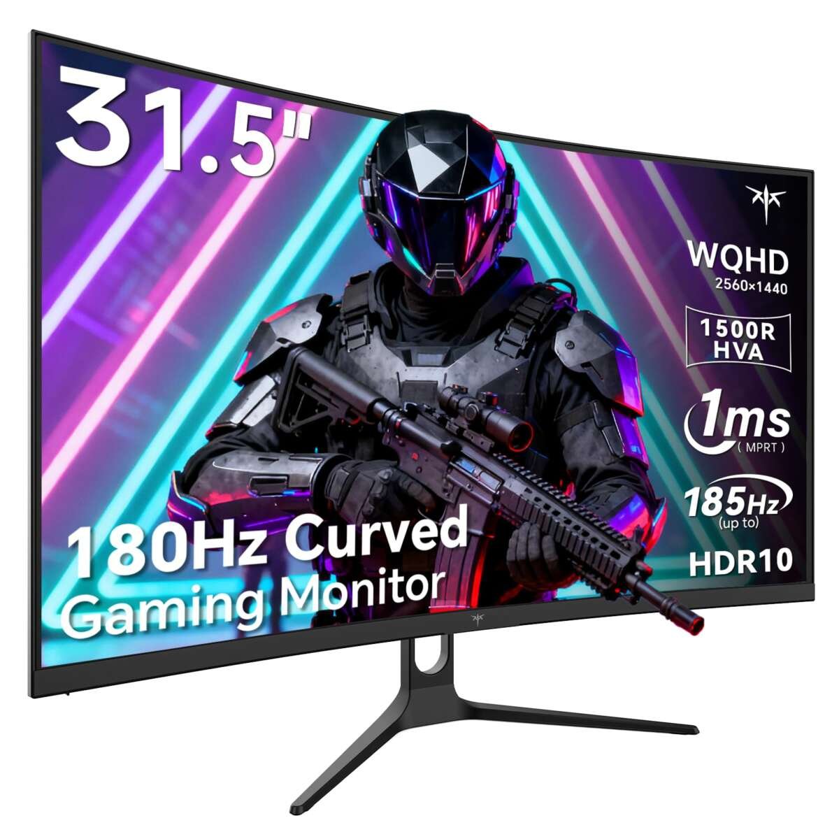 KTC 32 Inch Curved Gaming Monitor, 2K 180Hz Computer Monitor, Up to 185Hz, QHD 1