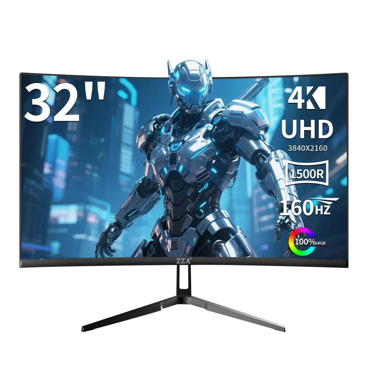 ZZA 32 Inch Curved Monitor 160HZ Computer Gaming Monitor 4k UHD VA Screen, 1500R