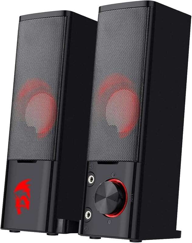 Redragon GS550 PC Gaming Speakers: 2.0 Channel Desktop Sound Bar, Comp
