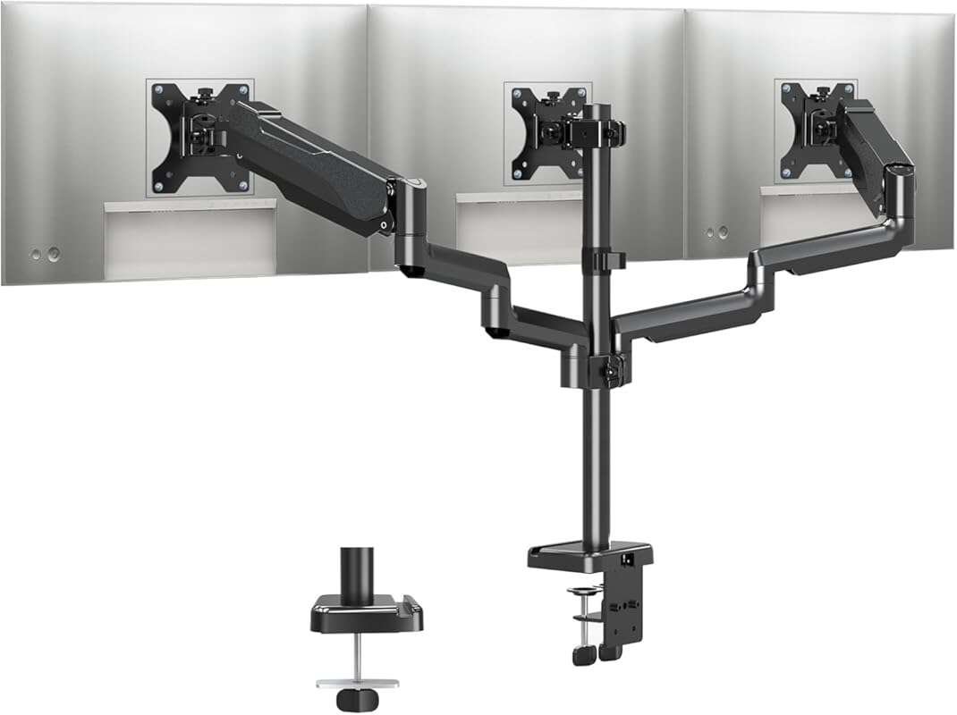 MOUNTUP Triple Monitor Desk Mount: Heavy Duty Stand for 3 Screens up t