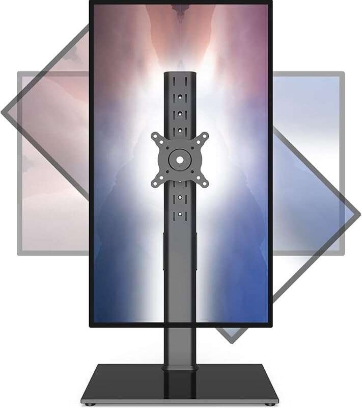 Freestanding Monitor Stand for 27-43 Inch Screens: Adjustable Single M