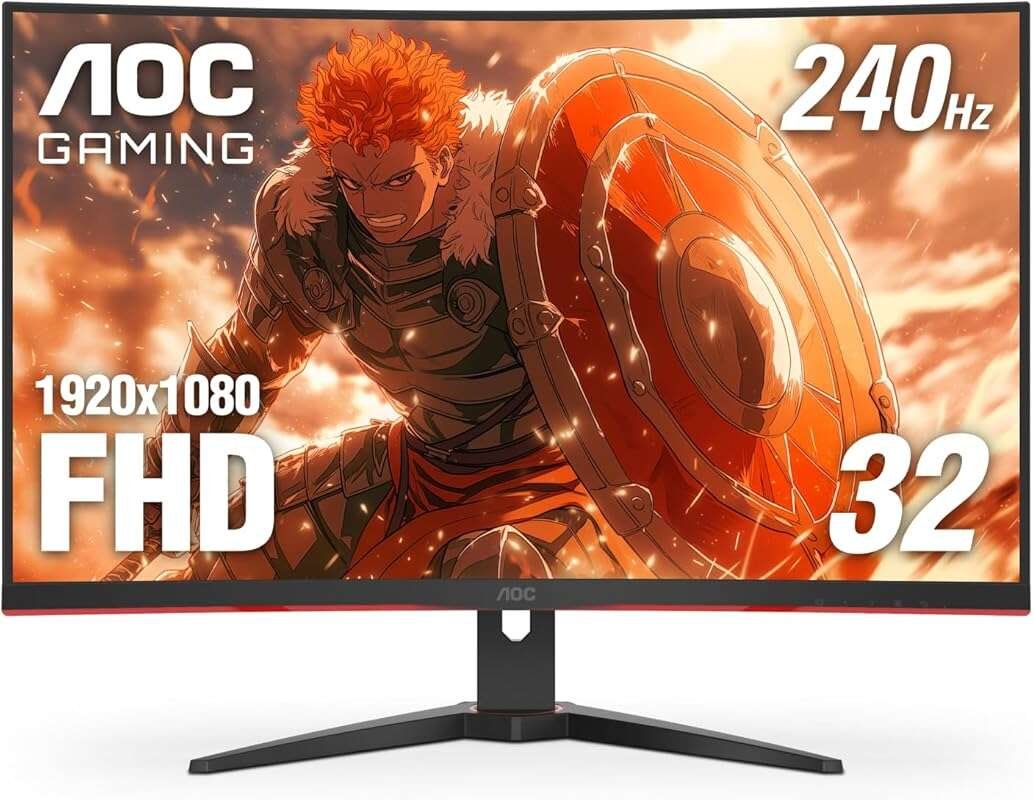 AOC 32-inch R1500 Curved Full HD Gaming Monitor, 240Hz Refresh, 0.5ms 