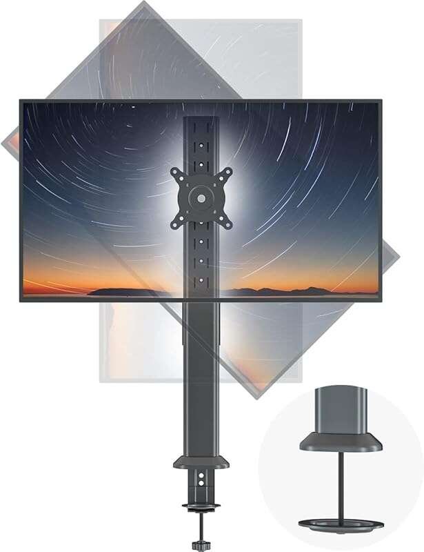 HEMUDU Tall Single Desk Monitor Arm Mount for 27-42 Inch Flat/Curved S