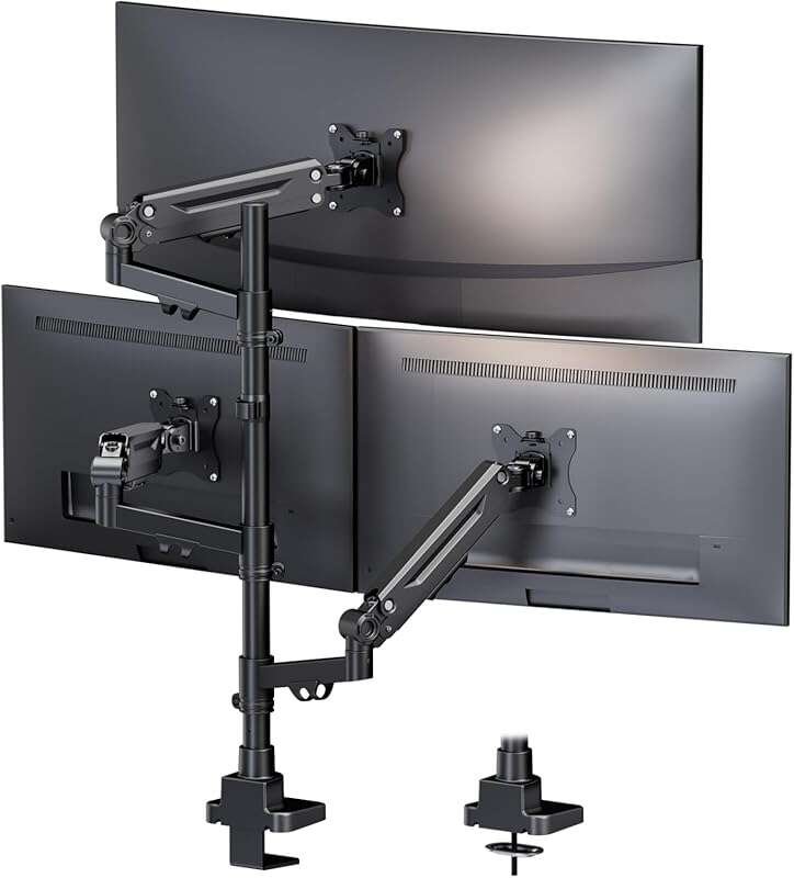Triple Monitor Mount for 35-inch Screens: Heavy Duty VESA Stand with G