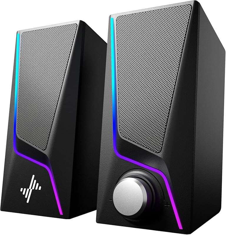 Nylavee USB Powered Computer Speakers for Desktop PC with 6 Lighting M