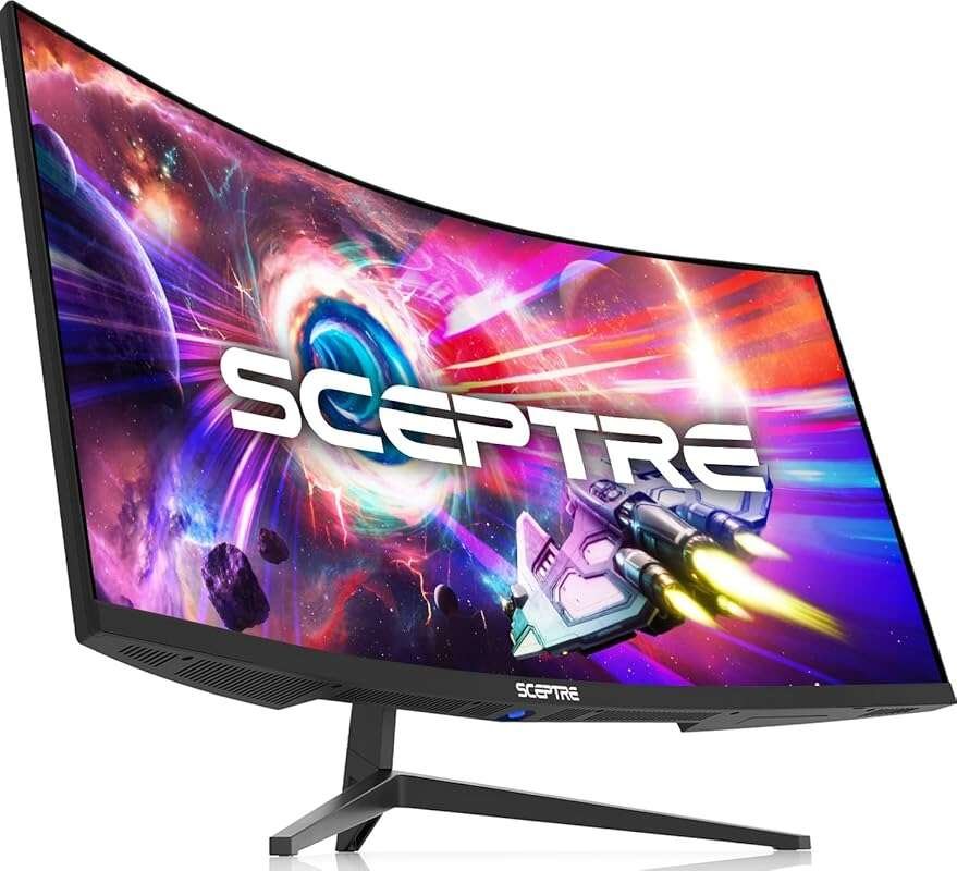Sceptre 34-Inch Curved Ultrawide WQHD Monitor, 180Hz, 1ms, Built-in Sp