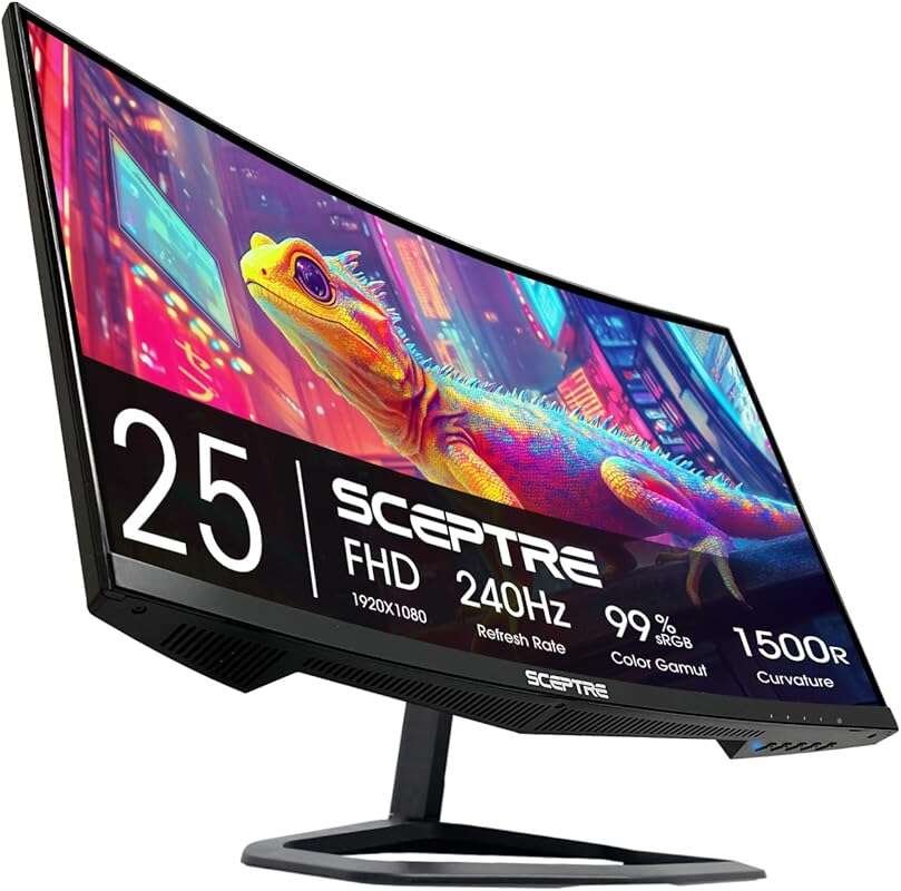 Sceptre 24.5-inch 1080p Curved Gaming Monitor, 240Hz, 1ms, Built-in Sp