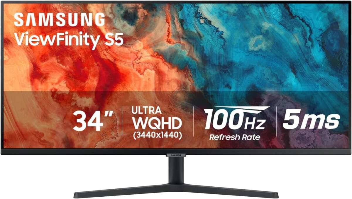 Samsung 34-Inch ViewFinity S50GC Ultrawide QHD 100Hz Monitor with Free