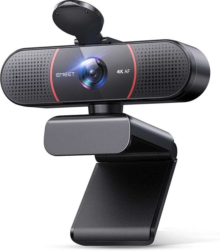 EMEET C960 4K Webcam: UHD, PDAF Autofocus, Dual Mics, Auto Light Corre