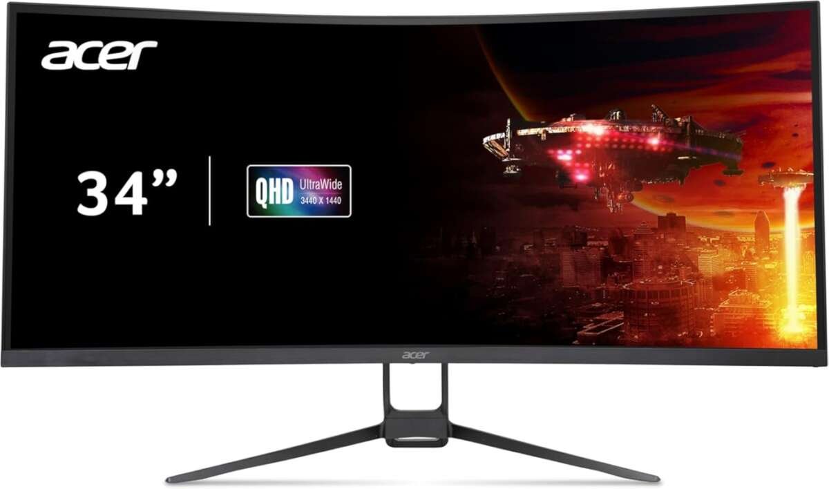 Acer Nitro 34 Inch UWQHD Curved Gaming Monitor: 180Hz, 0.5ms, AMD Free