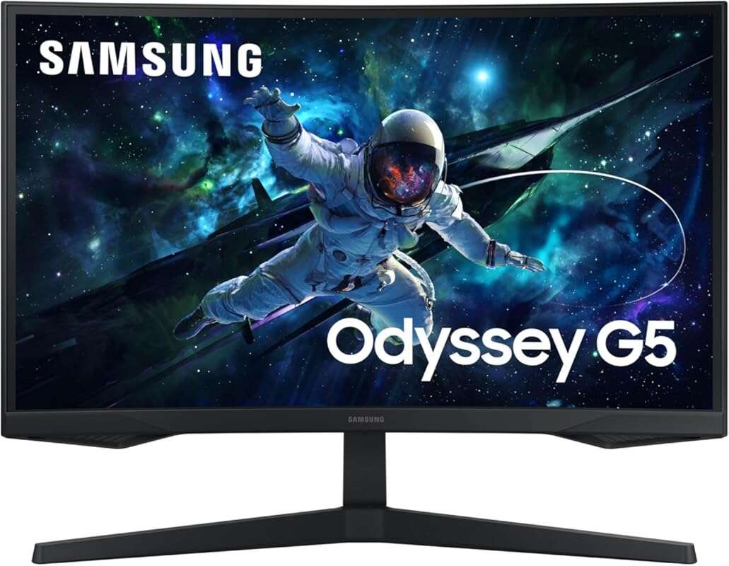 Samsung 27-Inch Odyssey G55C Curved QHD Gaming Monitor, 165Hz, 1ms, Fr