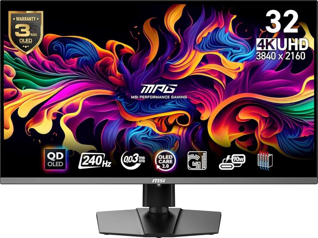 MSI MPG 321URX QD-OLED 32-inch 4K Gaming Monitor, 240Hz, 0.03ms, HDR 4
