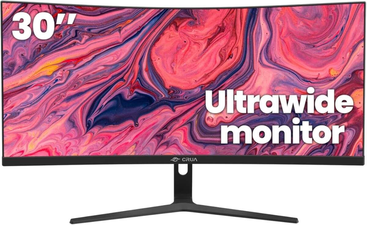 CRUA 30-Inch Ultrawide Curved 100Hz VA Monitor with 120% sRGB and Free