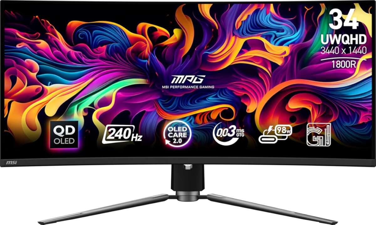 MSI MPG 341CQPX 34-inch QD-OLED Curved Gaming Monitor: 240Hz, 0.03ms, 