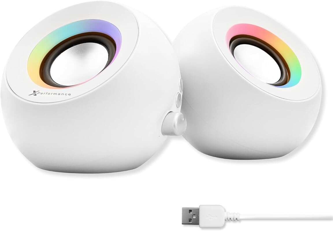 X9 Performance White RGB Bluetooth USB AUX Computer Speakers, Triple M