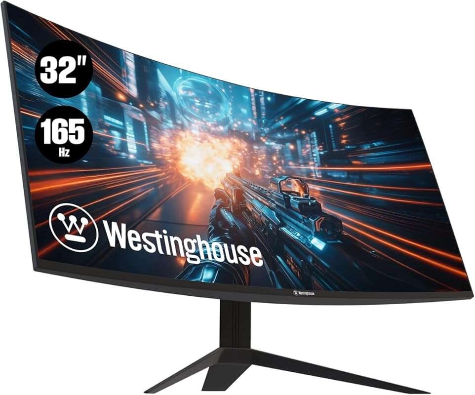 Westinghouse 32 Inch FHD 165Hz Curved Gaming Monitor with FreeSync and
