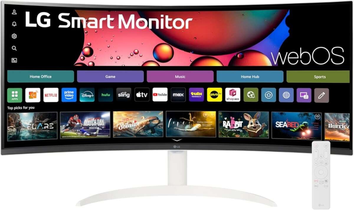 LG 34-inch QHD Curved Smart Monitor with webOS Streaming and 100Hz