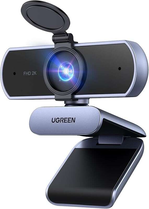 UGREEN 2K Full HD Webcam with Microphone and Privacy Cover for PC and 