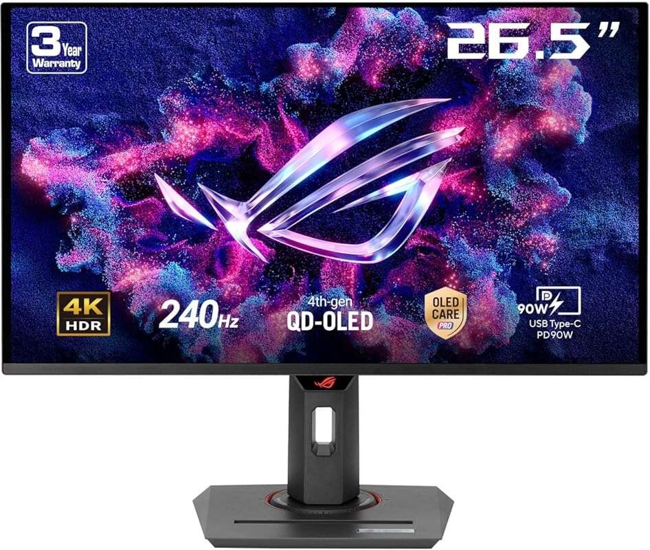 ASUS ROG Strix 27” 4K QD-OLED Gaming Monitor: 240Hz, 0.03ms, DCI-P3, 1
