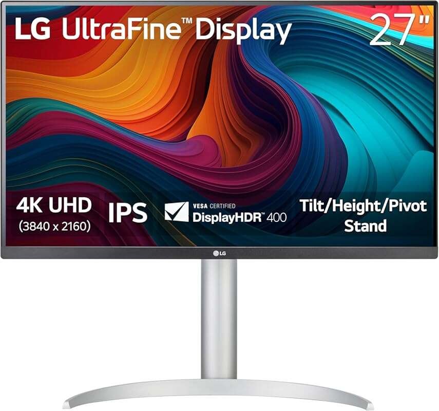 LG 27UP650K-W 27-Inch 4K UHD IPS Monitor with HDR400, Reader Mode, Adj