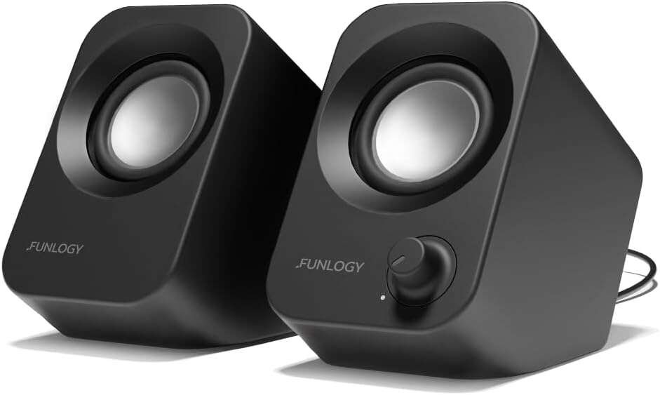 FUNLOGY 14W Stereo PC Speakers, USB-Powered, 30° Tilt Design, Volume D