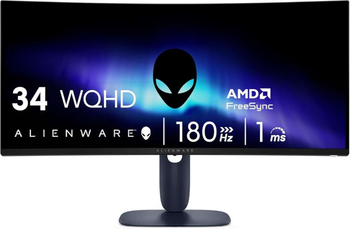 Alienware 34-inch Curved WQHD Gaming Monitor: 180Hz, 1ms, FreeSync Pre
