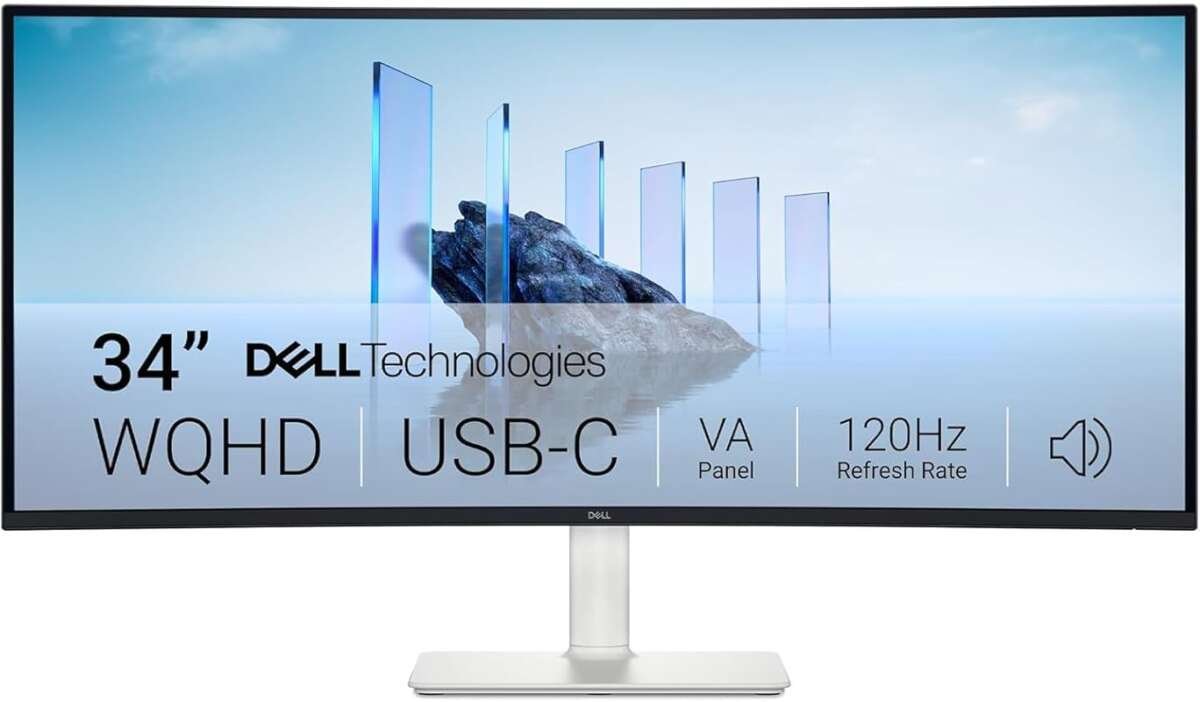 Dell 34 Plus USB-C Curved WQHD Gaming Monitor, 120Hz, 1ms, HDR10, Dual