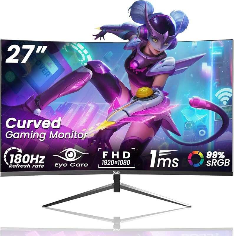 27-Inch Curved FHD 1080p 180Hz Gaming Monitor with 1ms Response, FreeS
