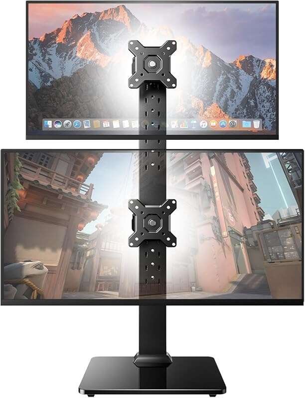 HUANUO Dual Monitor Stand: Freestanding Vertical Mount for 13-34 Inch 