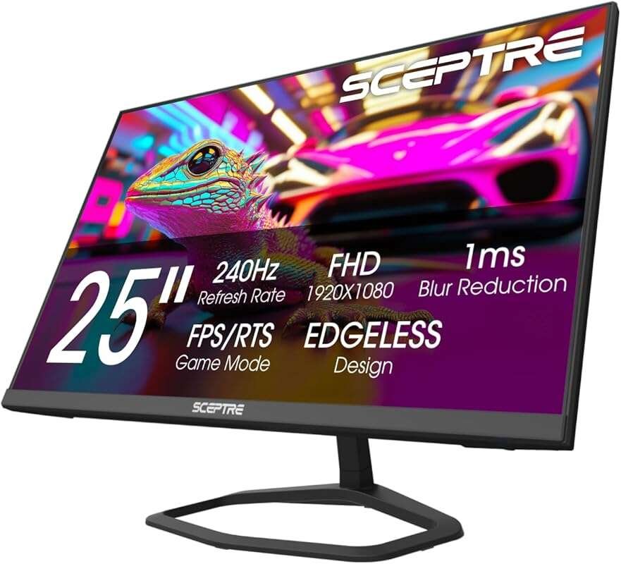 Sceptre 24.5-inch Gaming Monitor: 240Hz, 1ms, 100% sRGB, FreeSync Prem