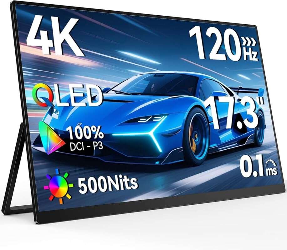 Newsoul 4K QLED 120Hz Portable Gaming Monitor: Fast IPS, 100% DCI-P3, 