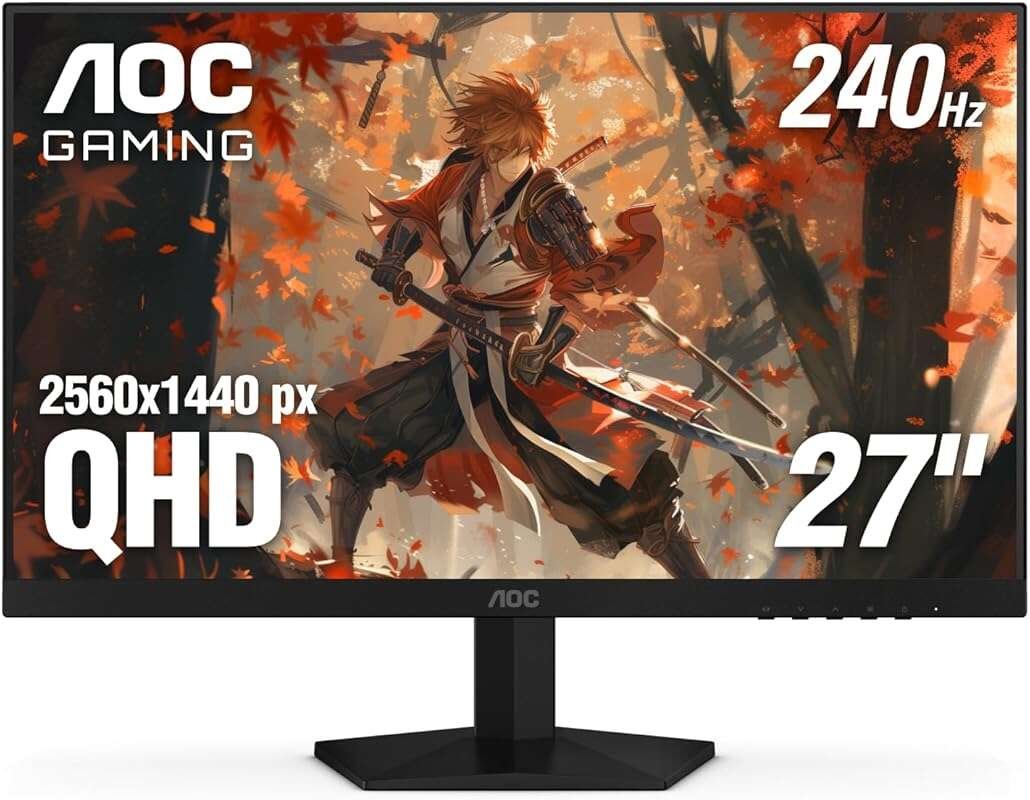 AOC 27 Inch QHD 240Hz Gaming Monitor with Overclock 260Hz, G-Sync, and