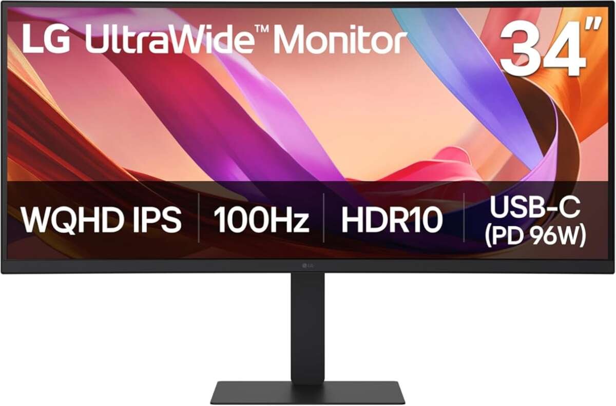 LG 34-inch UltraWide WQHD IPS Curved Monitor: 100Hz, HDR10, 96W USB-C