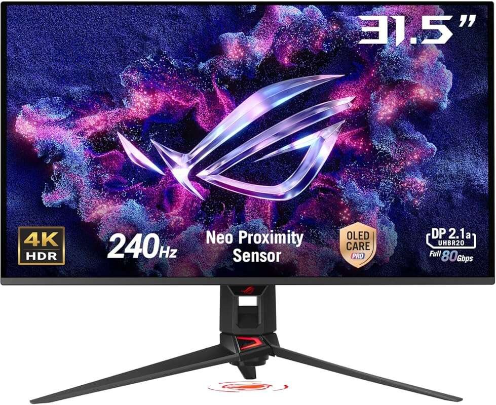 ASUS ROG Swift 32” 4K QD-OLED Gaming Monitor: 240Hz, 0.03ms, G-SYNC, 9