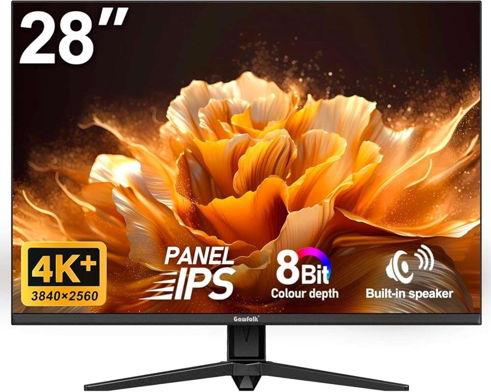 Gawfolk 28-inch 4K IPS monitor, 3:2 aspect ratio, UHD PC screen with b
