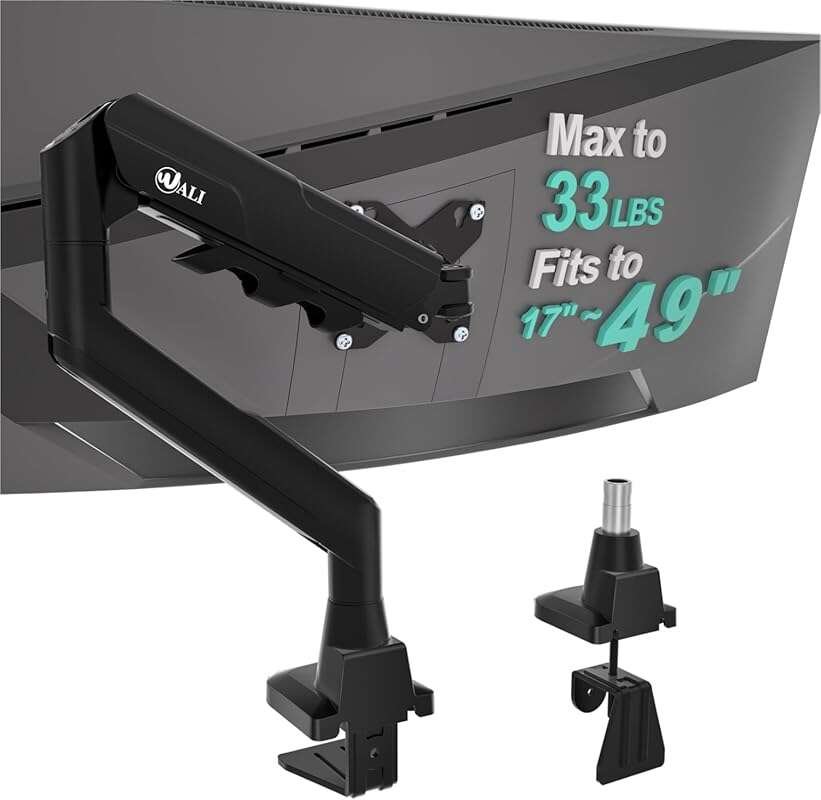WALI Heavy Duty Single Monitor Arm: Mount for 17-49