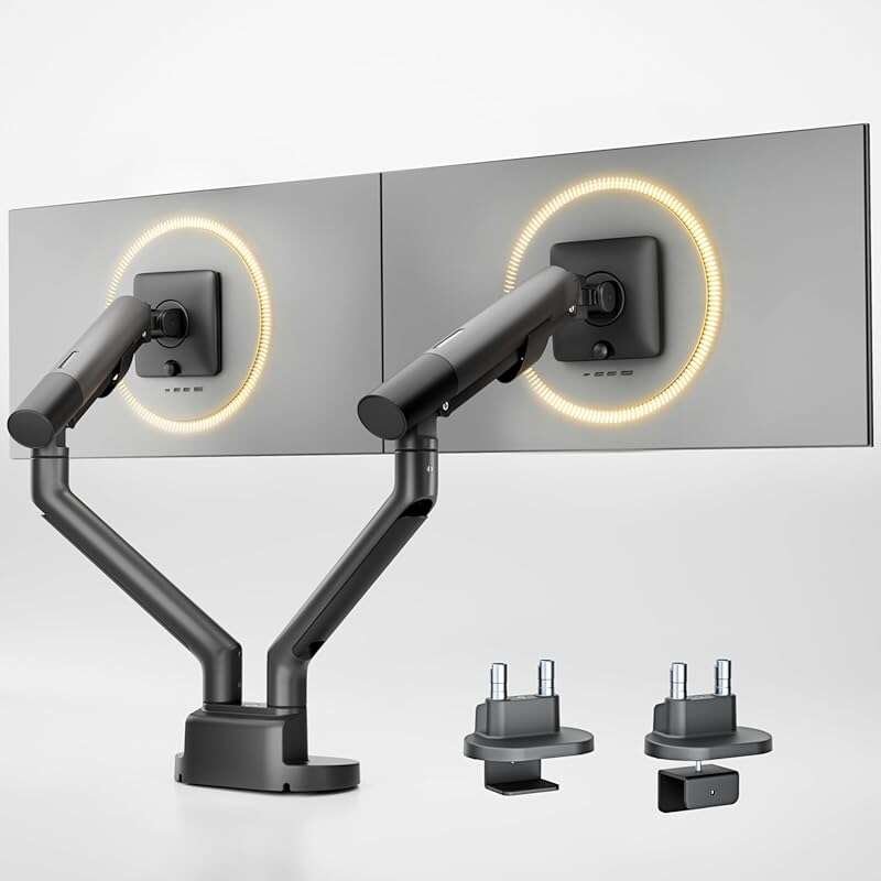 monTEK Dual Monitor Stand: Heavy Duty Mount for 17-35