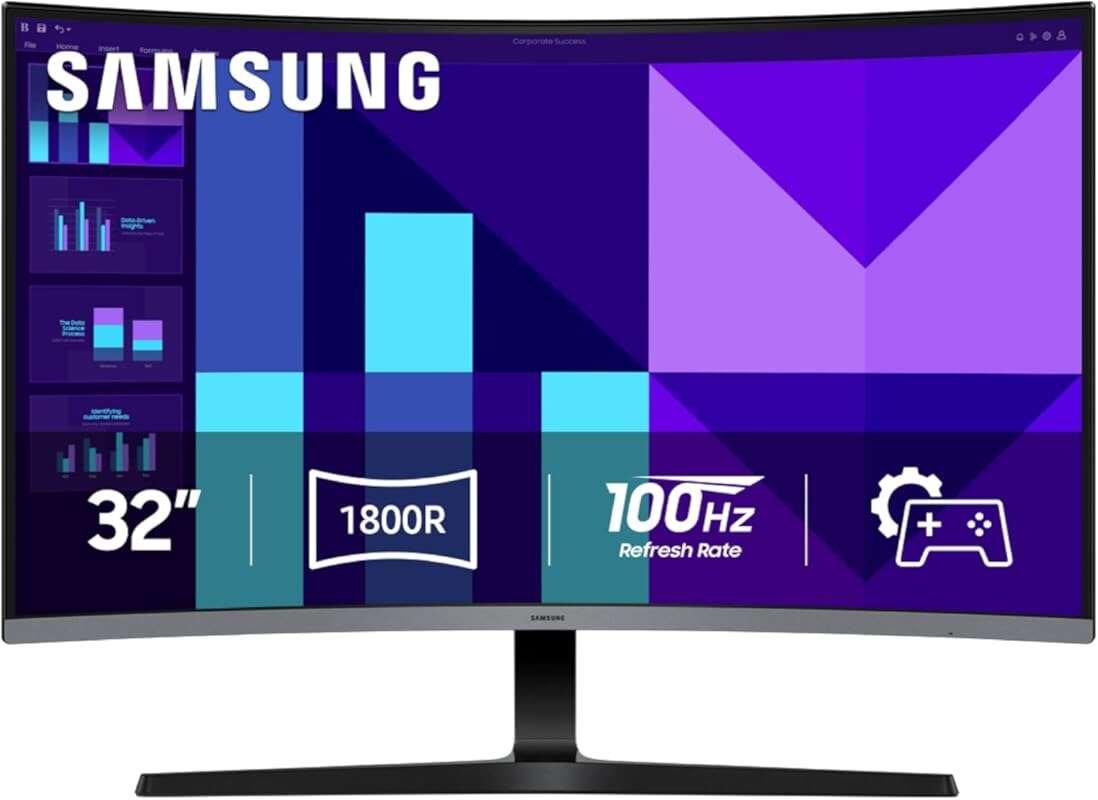 Samsung 32-inch S3 FHD 100Hz Curved Monitor with Game Mode, Eye Saver,