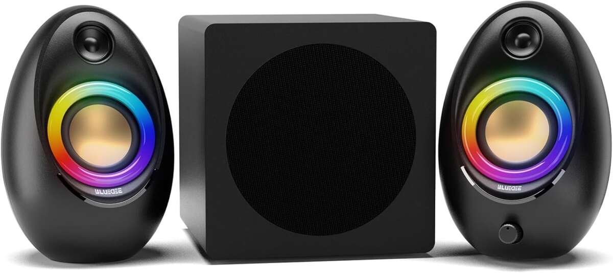 Bluedee 2.1 Computer Speakers with Subwoofer, 80W Peak Power, Bluetooth