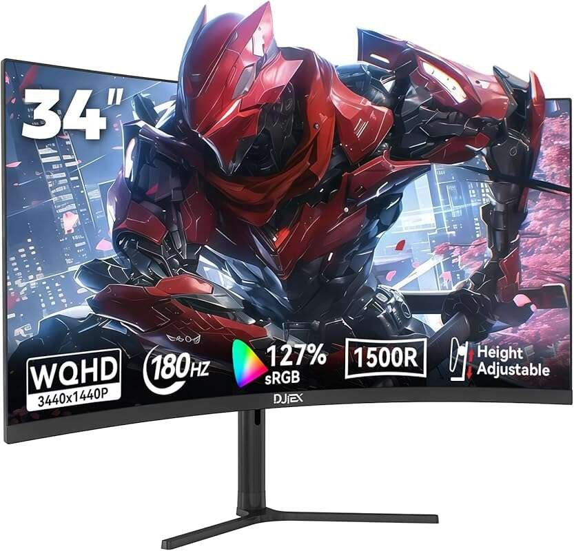 34 Inch 180Hz WQHD Curved Gaming Monitor, 127% sRGB, FreeSync, 1500R C