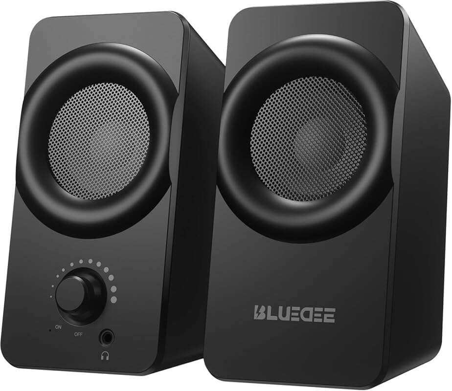 Bluedee Desktop PC Speakers, Dual Driver Wired USB Speakers, RGB Light